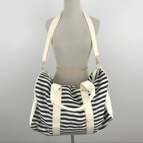 FOREVER 21 | Blue Striped Canvas Weekender Bag - Picture 7 of 8